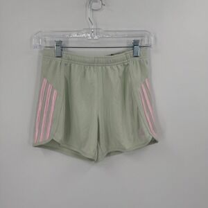Adidas Girls Size 14 Shorts‎ Linen Green Pink 3 Stripe AEROREADY NWT